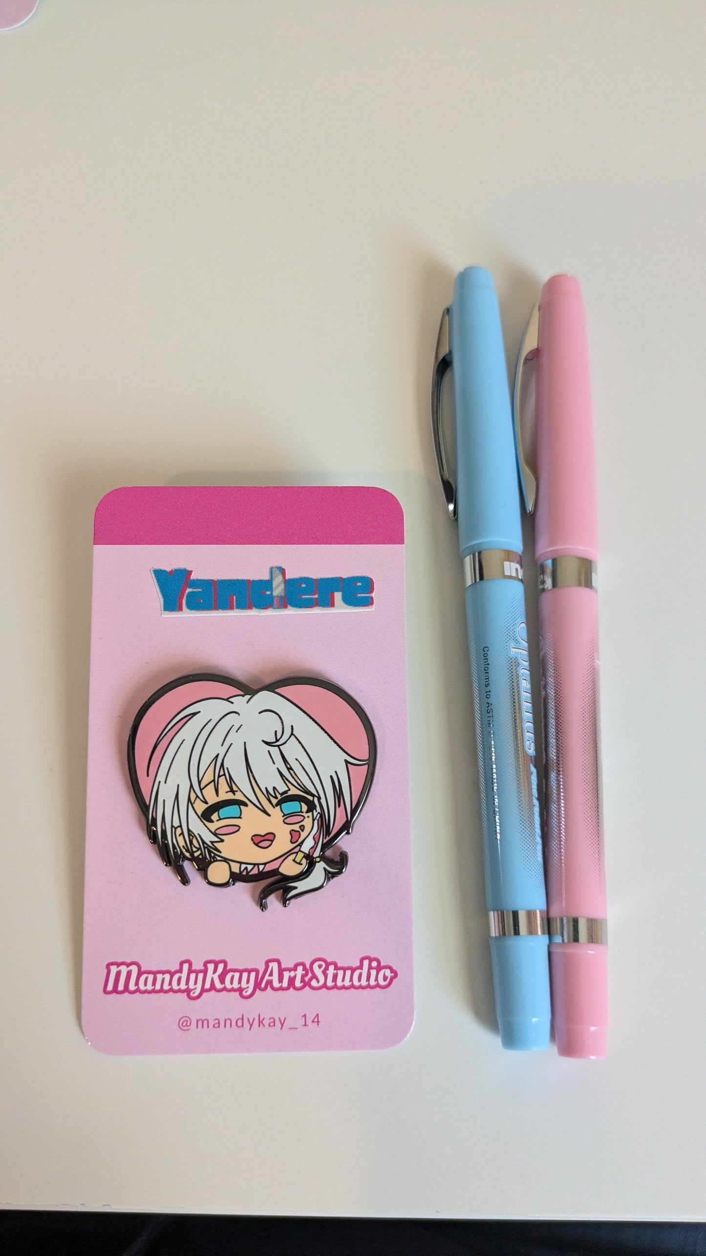 Yandere Enamel Pin | Chibi Anime Girl Black Nickel Pin