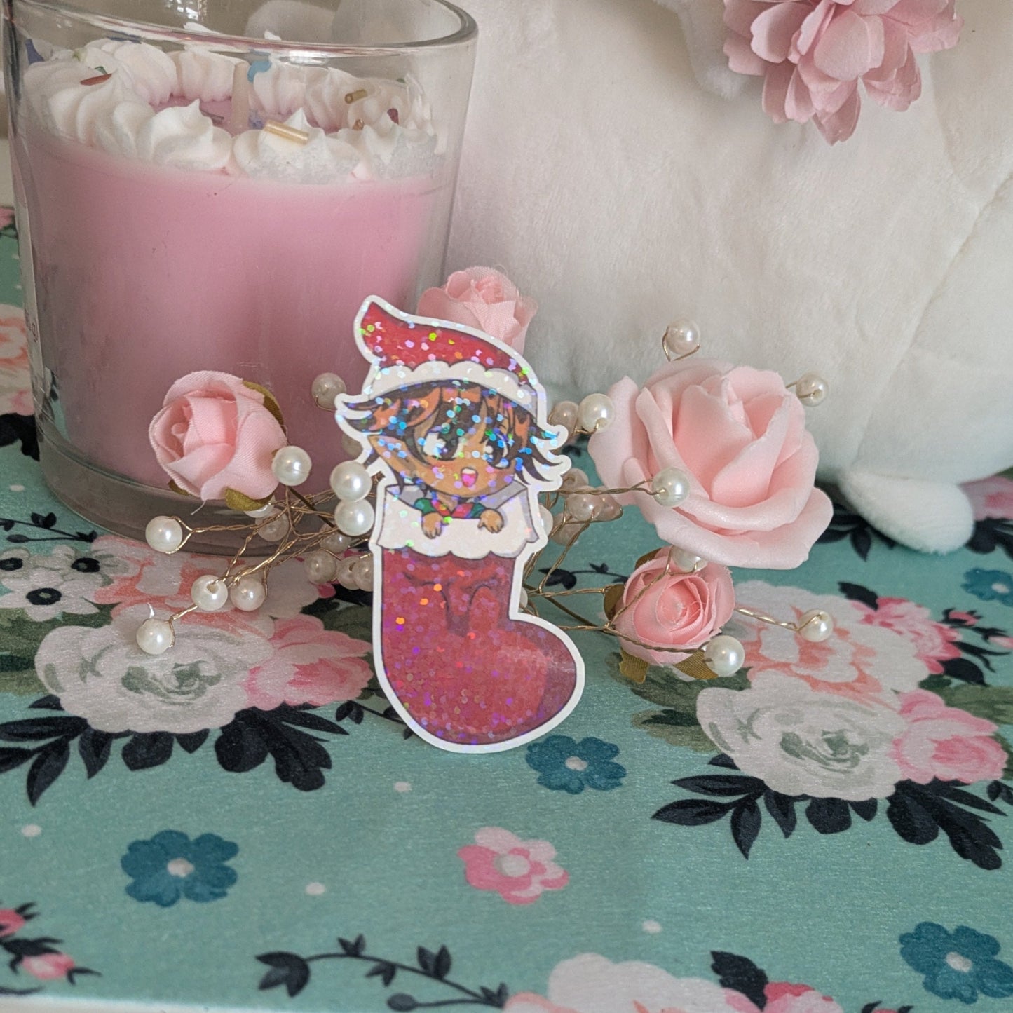 Elf in a Stocking Die Cut Sticker