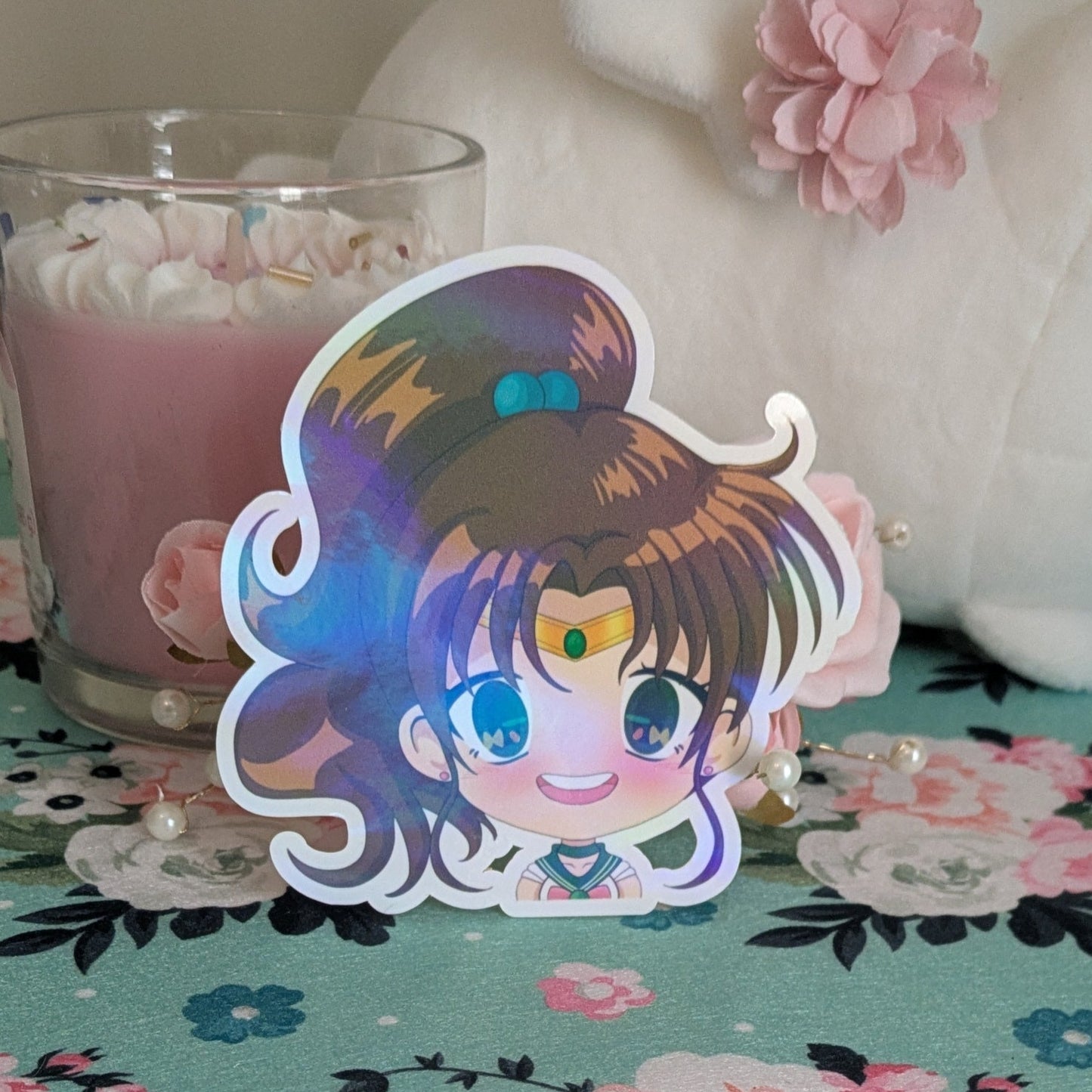 Jupiter Scout Fanart Die Cut Sticker | Holographic Chibi Anime Sticker