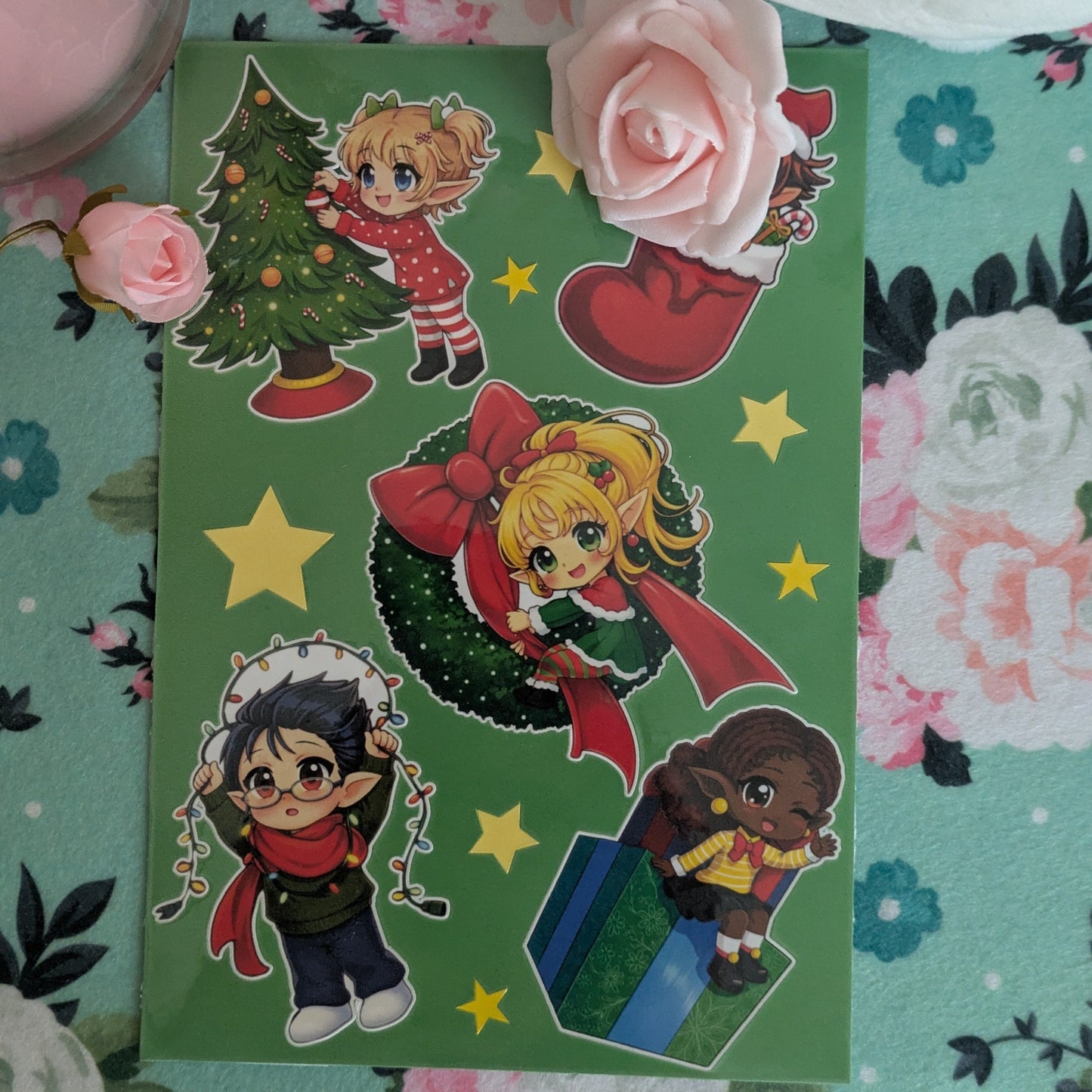 Christmas Elves Sticker Sheet | Holiday Stickers (Set of 5)