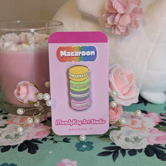 Pastel Macaroon Stack Enamel Pin | Silver-Plated Sweet Treat Pin