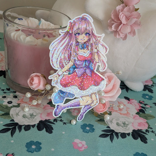 Aubrey Pop Star OC Die Cut Sticker | Holographic Snow Anime-Style Large Sticker