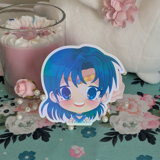 Mercury Scout Fanart Die Cut Sticker | Holographic Chibi Anime Sticker