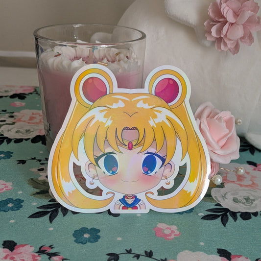 Moon Scout Fanart Die Cut Sticker | Holographic Chibi Anime Sticker