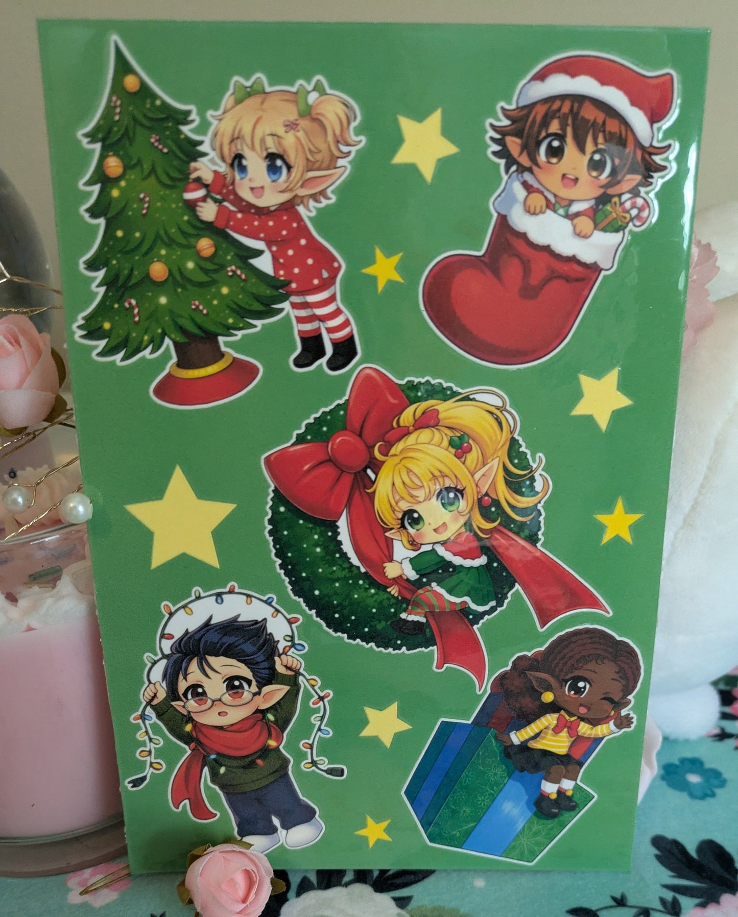 Christmas Elves Sticker Sheet | Holiday Stickers (Set of 5)