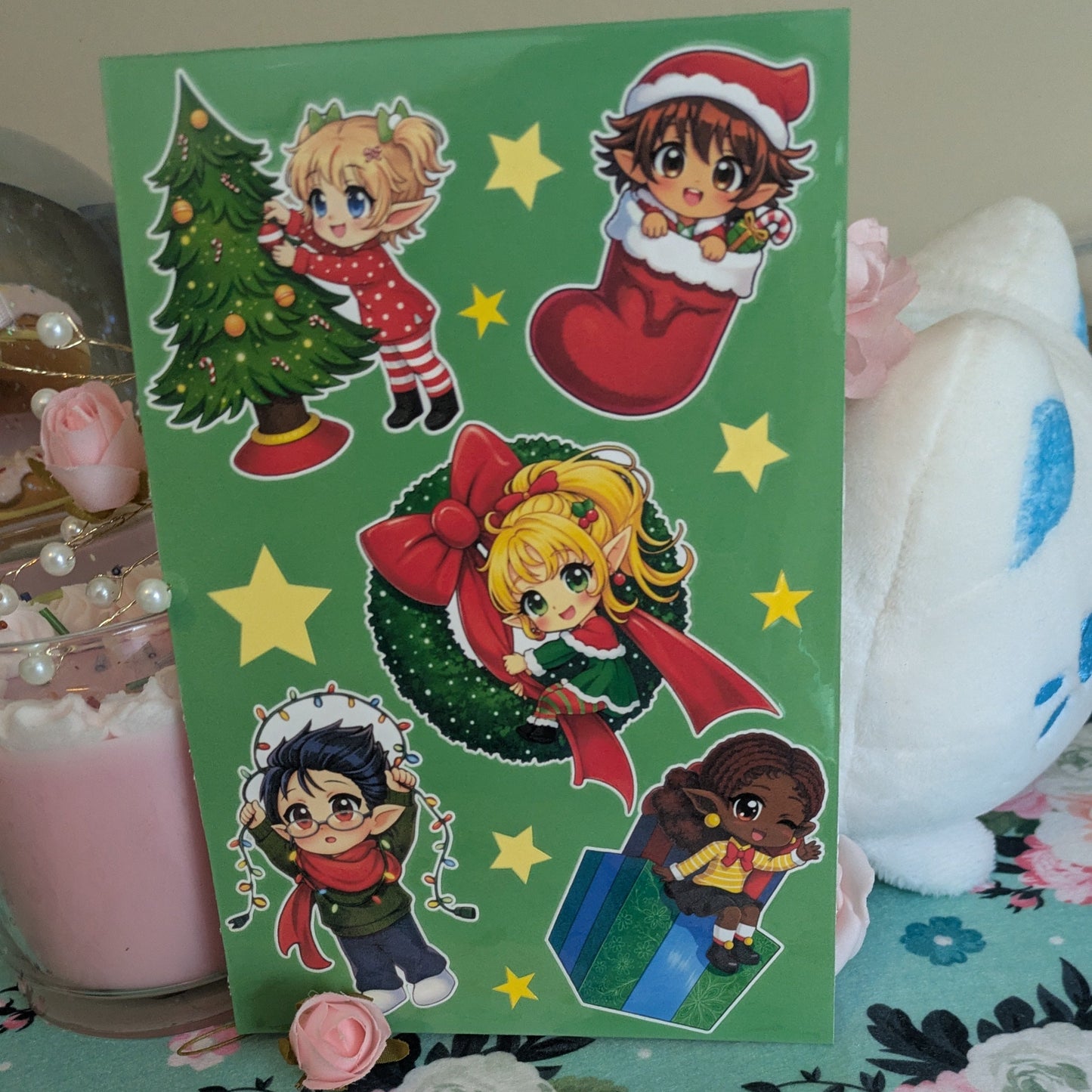 Christmas Elves Sticker Sheet | Holiday Stickers (Set of 5)